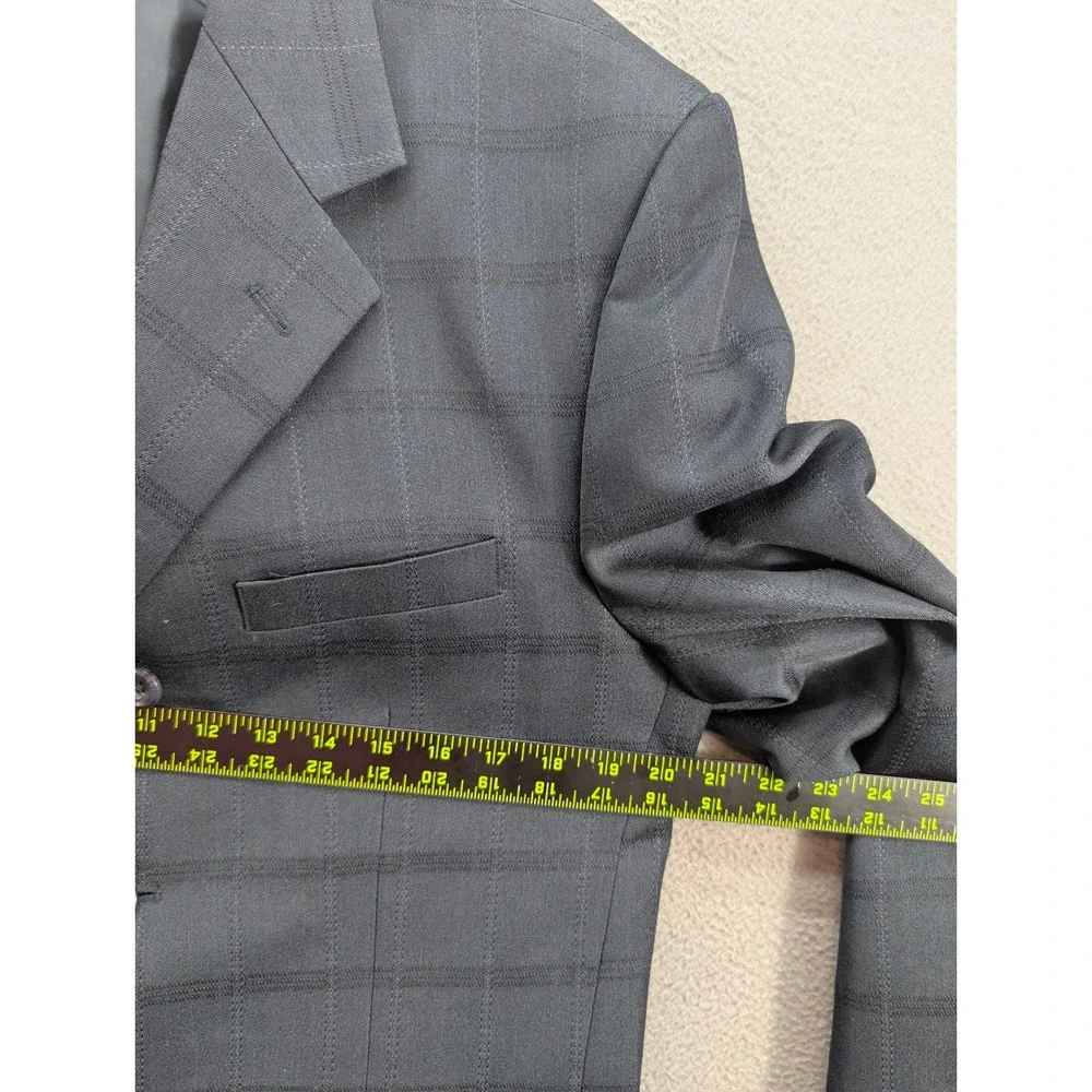 Zacchi Classico Italiana Men's 2pc Suit Grey Windowpane 38R Jacket 33 Pants